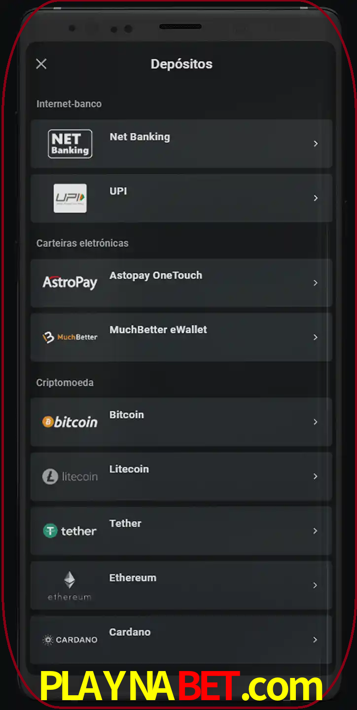 Você pode usar métodos alternativos de depósito.